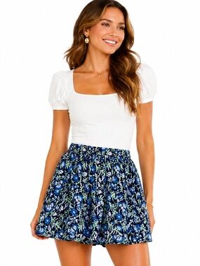 Vineyard Vines Navy Blue NWT Floral Skirt Women’s Large Summer Preppy